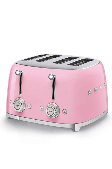 Smeg, Toast 4x4 TSF03PKEU, 4 dilim için 4 bölme, 6 seviye altın kaplama, ısıtma fonksiyonu, buz çözme ve simit fonksiyonu, 2 kırıntı kabı, 2000W, pembe ürün görseli 1