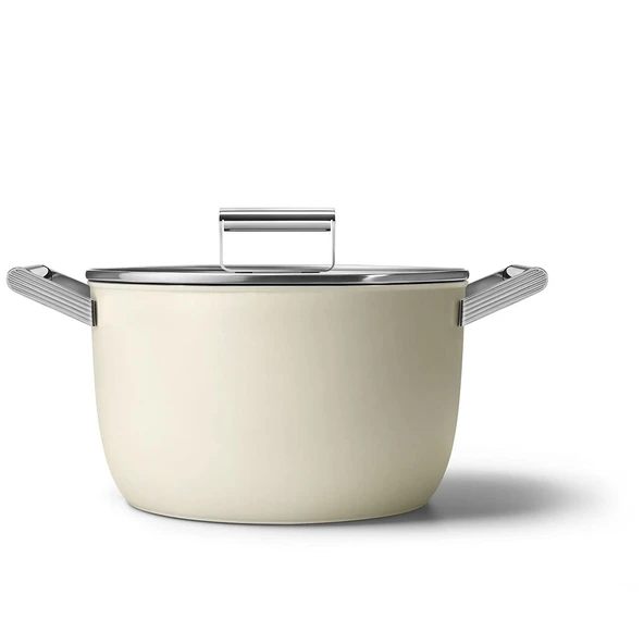 Smeg Cream 8-Quart 10Inch Casserole Dish with Lid ürün görseli 1