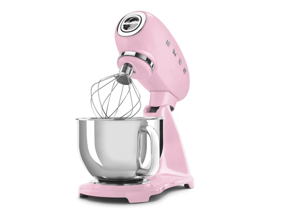 SMEG SMF03 Stand Mixer – 5 Qt Tilt-Head Mixer paslanmaz Steel Bowl, 10 Hız, Retro 50s Vintage Style – Pink Style – Pink ürün görseli 1