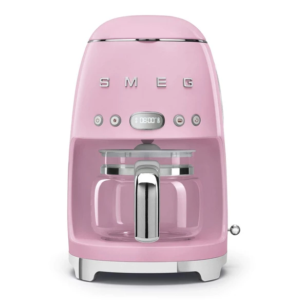 Smeg 50s Retro Style Estetik Drip Coffee Machine with 10 Cup Glass Carafe, Auto Start Feature, Keep Warm Plate, and Two Coffee Strength Settings (Pink) ürün görseli 1