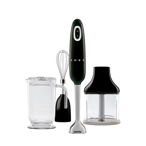 Smeg, el blenderi HBF03BLEU, turbo fonksiyonu ve akış karışımı kesme sistemi, kaymaz saplı, entegre kablo sarıcı, aksesuarlar dahil, 700 W güç, siyah ürün görseli 1