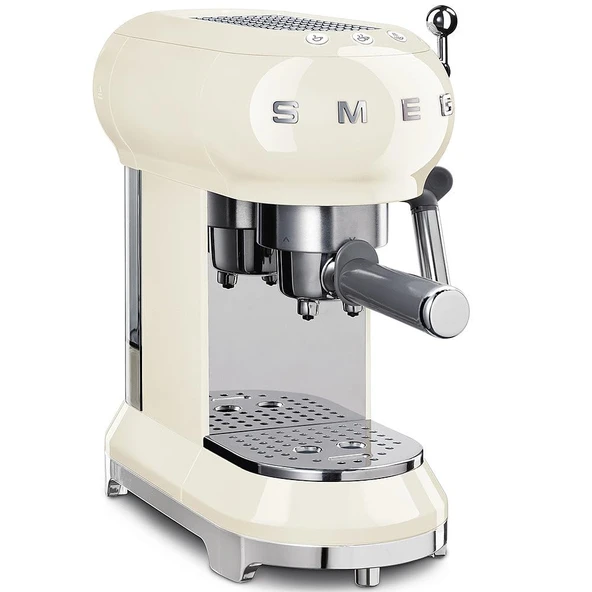 Smeg, ECF01CREU Manuel Espresso makinesi, cappuccino sistemi, termoblok, geniş fincan haznesi ve ikili kahve fonksiyonu, 1 litre su deposu, kompakt boyutlar, 1350W, krem ​​rengi ürün görseli 1