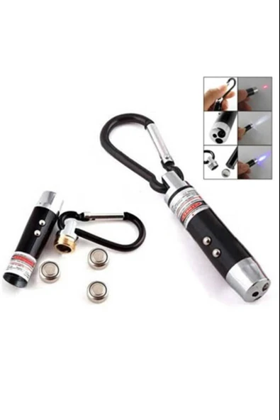 El Feneri Anahtarlık Işıklı Anahtarlık 3 Fonksyonlu Lazer Led Fener ürün görseli 1