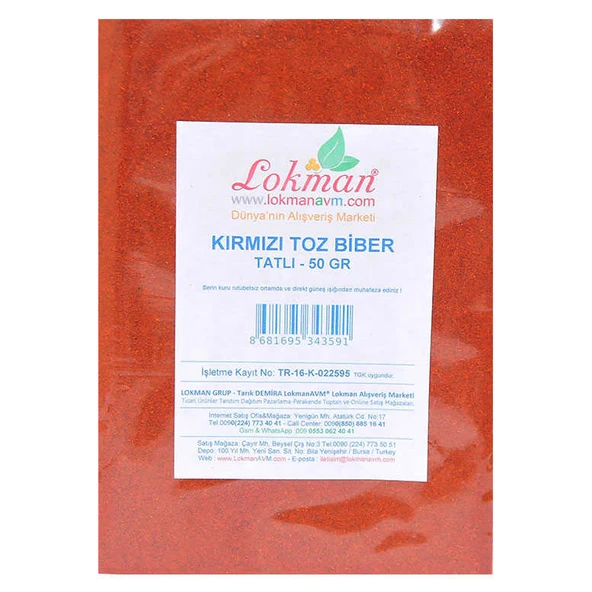 Kırmızı Toz Biber Tatlı Renk Biberi 50 Gr Paket - Resim 2