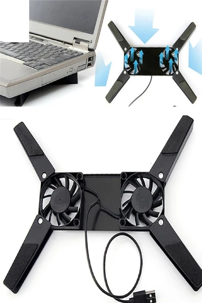 2 Fanlı Notebook Soğutucu Portatif Katlanabilir Laptop Soğutucu Fan Usbli Stand Biisayar Fanı ürün görseli 1