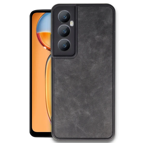 Realme C65 Kılıf Aras Deri Kapak - Siyah ürün görseli 1