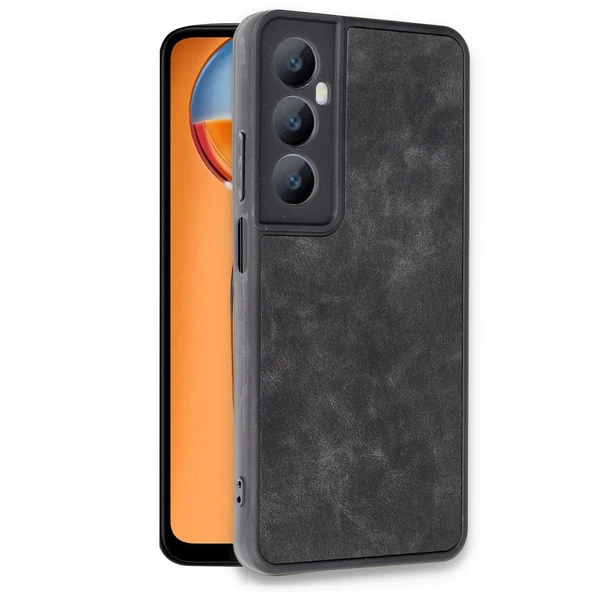Realme C65 Kılıf Aras Deri Kapak - Siyah - Resim 2