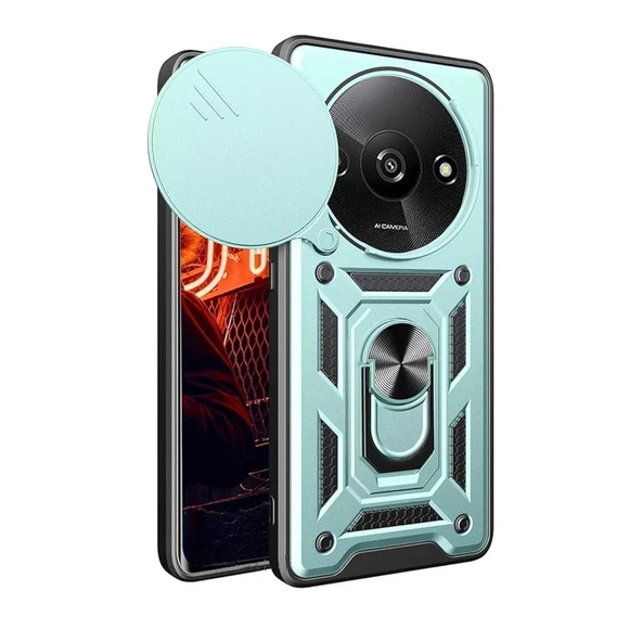 Xiaomi Redmi A3 4g Kılıf Pars Lens Yüzüklü Silikon - Yeşil ürün görseli 1