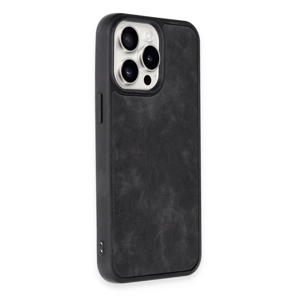 Apple İphone 14 Pro Max Kılıf Aras Deri Kapak - Siyah - Resim 2