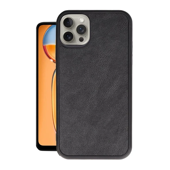 Apple İphone 15 Pro Max Kılıf Aras Deri Kapak - Siyah ürün görseli 1
