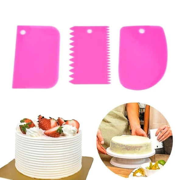 Pasta Hamur Şekillendirici Spatula Kesici Kazıyıcı Dekoratör Set - Stokta Olan Renk Gönderilir ürün görseli 1