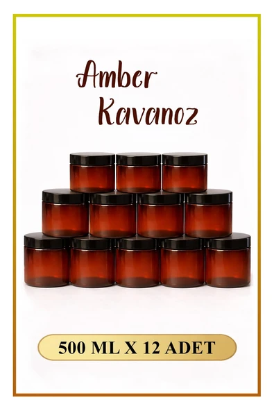 12 Adet - Amber Kavanoz 500 ML, Çok Amaçlı Saklama Kabı (Mutfak & Banyo) ürün görseli 1