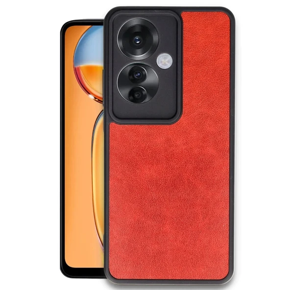 Oppo Reno 11f Kılıf Aras Deri Kapak - Kırmızı ürün görseli 1