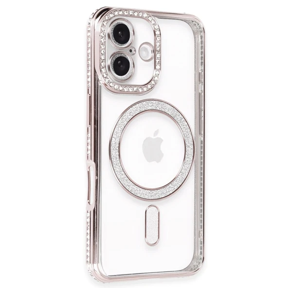 Apple İphone 16 Kılıf Joke Simli Magneticsafe Kılıf - Pembe ürün görseli 1