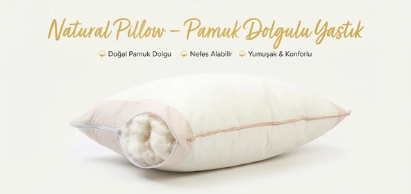 %100 Pamuk Dolgulu Yastık - Resim 2