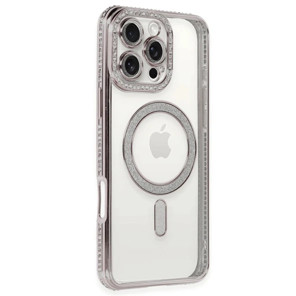 Apple İphone 16 Pro Kılıf Joke Simli Magneticsafe Kılıf - Pembe ürün görseli 1