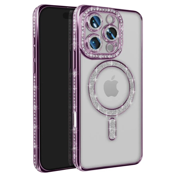 Apple İphone 16 Pro Max Kılıf Joke Simli Magneticsafe Kılıf - Derin Mor ürün görseli 1