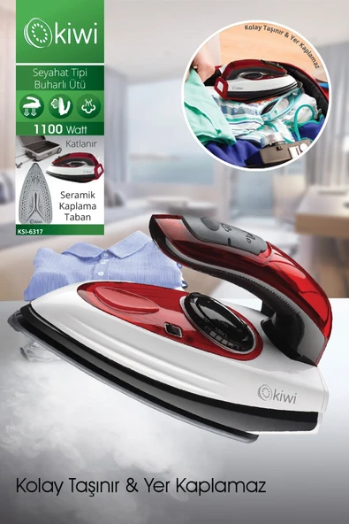 Ksı-6317 2'si 1 Arada Buharlı Seyahat Ütüsü & Dikey Portatif Kırışık Giderici ürün görseli 1