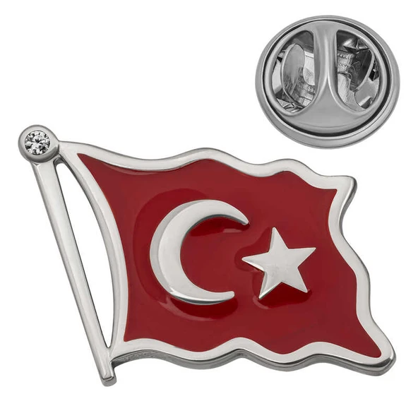 Gümüş Türk Bayrağı Rozet ürün görseli 1