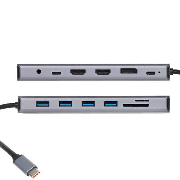 Vcom CU4706 Type-C To HDMI-2+DP+USB3.0-3+TYPE C+USB2.0+RJ45+SD2.0+TF2.0+PD+DC 3.5mm 13 in 1 Çevirici ürün görseli 1