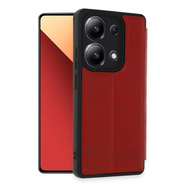 Xiaomi Redmi Note 13 4g Kılıf Flip Cover - Kırmızı ürün görseli 1