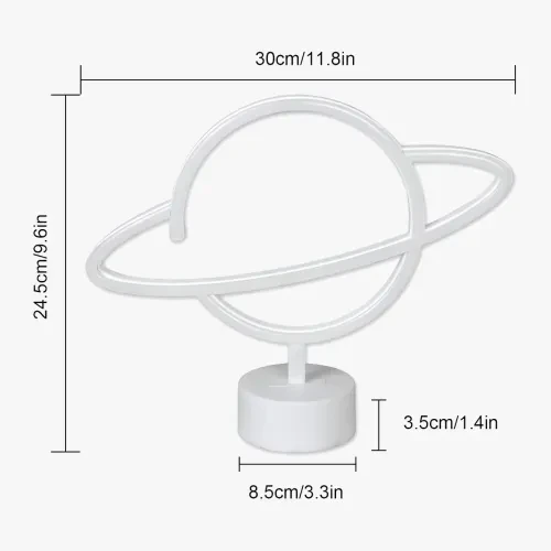 Neon Işıklı Satürn Lamba (Pil + USB) - Resim 4