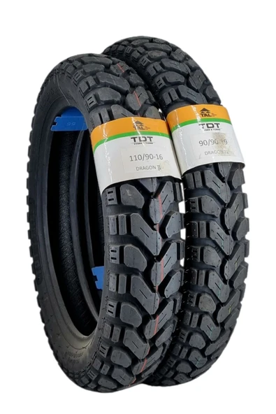 TDT TYRES 110/90-16 VE 90/90-19 TL (TUBELESS - DUBLEKS) DRAGON LASTİK TAKIMI ürün görseli 1