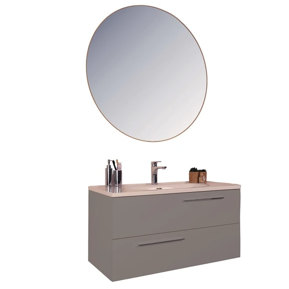 Kobos Serenity 100 cm Banyo Dolabı Seti Moon Grey ürün görseli 1