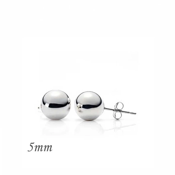 Gümüş Top Küpe - 5 mm - Resim 2