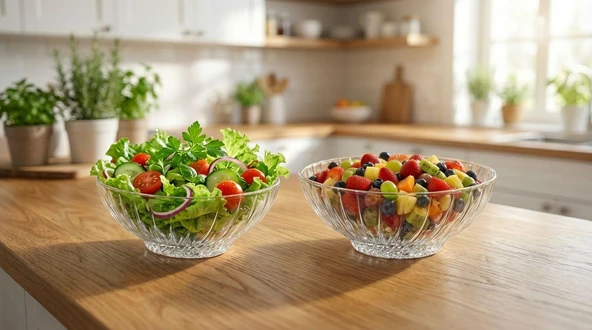 Selka Home 2'li Cam Salata Kasesi ürün görseli 1