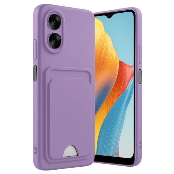 Oppo A38 Kılıf Kelvin Kartvizitli Silikon - Lila ürün görseli 1