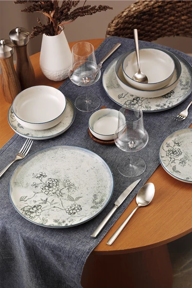Kütahya Porselen Gri Flora 24 Parça 6 Kişilik Yemek Takımı ürün görseli 1