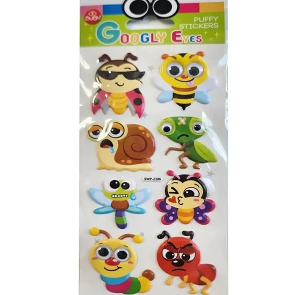 Bu-Bu Stickers Googly Eyes Puffy Salyangozlar 9X21 ürün görseli 1