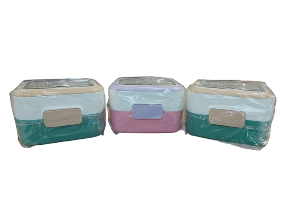 Vagon Beslenme Kutusu Lunch Box Paslanmaz Çelik 540 Ml (Karışık Renk 1 Adet) ürün görseli 1