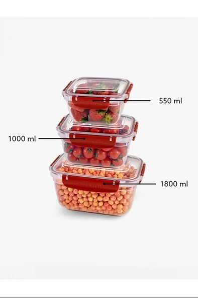 Master Dikdörtgen Saklama Seti 3'lü 550-1000-1800 Ml Royaleks-30866 ürün görseli 1