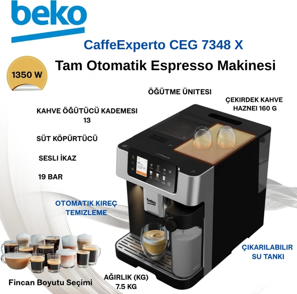 Beko Caffeexperto Ceg 7348 x Tam Otomatik Espresso Makinesi + 1kg Tchibo Barista Kahve Çedirdeği Hediye ürün görseli 1