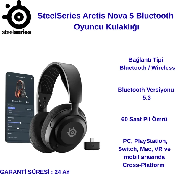 Steelseries Arctis Nova 5 Bluetooth Oyuncu Kulaklığı + Oyuncu Mouse Hediye ürün görseli 1