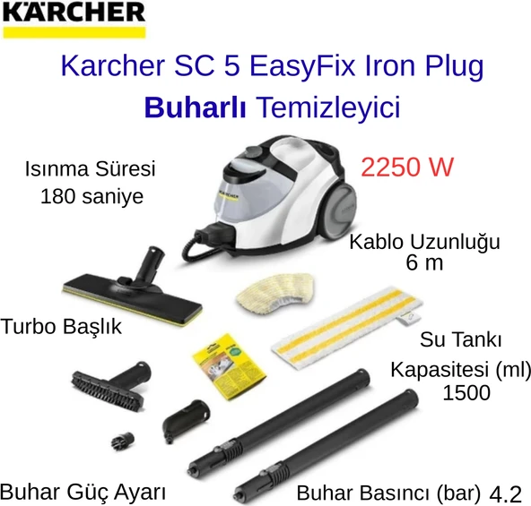 Karcher Sc 5 Easyfix Iron Plug Buharlı Temizleyici  +  Bydiz Bluetoothlu Akıllı Vücut Baskülü Hediye ürün görseli 1