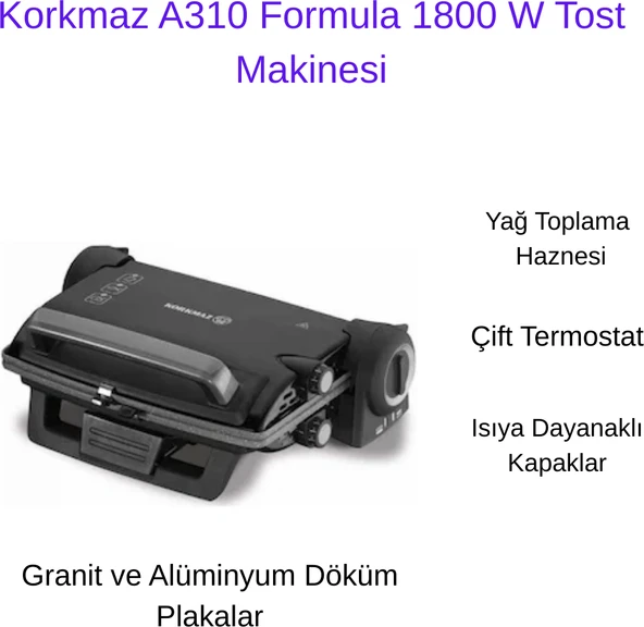 Korkmaz Formula Tost Makinası Siyah Gri ürün görseli 1