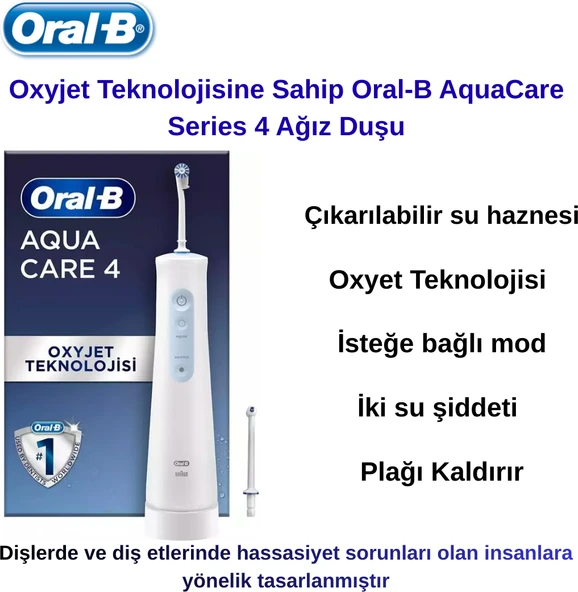 Oral-B Oxyjet Teknolojisine Sahip Oral-B Aquacare Series 4 Ağız Duşu + Oral-B Diş Fırçası Hediye ürün görseli 1