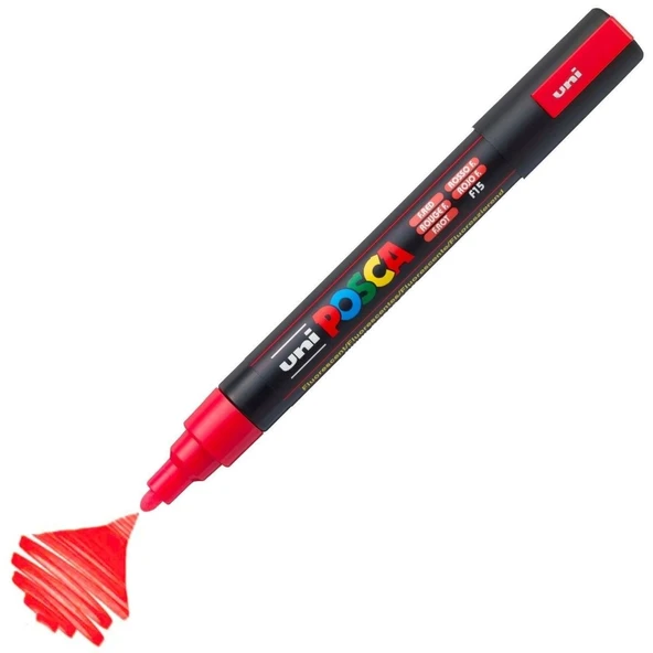 Uni-Ball Posca 1.8-2.5 Su Bazlı Poster Markörü F.Kırmızı N (6 Lı Paket) ürün görseli 1