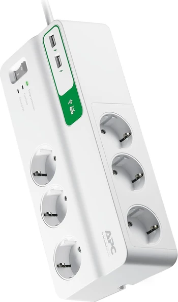 Schneider Electric Apc 6'lı Akım Korumalı Priz 230V ve 2 USB Girişi 5V 2.4A ürün görseli 1