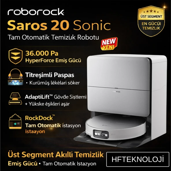 Roborock 36000PA Emiş Gücüyle Yeni  Saros 20 Sonic Beyaz Robot Süpürge ürün görseli 1