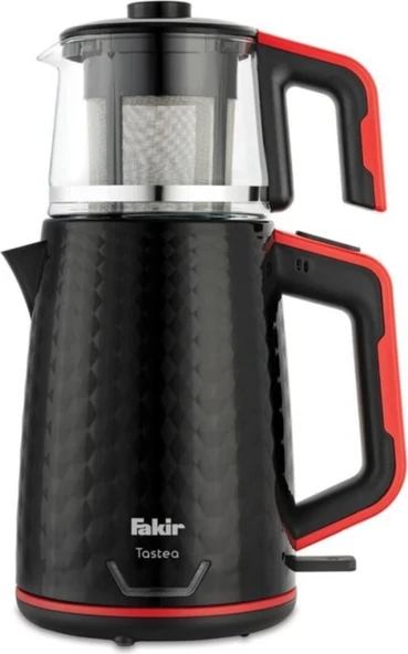 Fakir Tastea Siyah Kırmızı 1650 W Cam Demlikli Çay Makinesi ürün görseli 1
