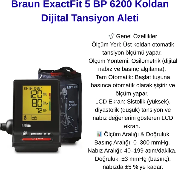 Braun Exactfit 5  Üst Koldan Ölçer Tansiyon Aleti + Braun Age Precision Prt 2000 Dijital Ateş Ölçer ürün görseli 1
