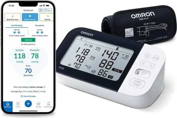 Omron M7 Intelli It Afib HEM-7380T1-EKB Koldan Tansiyon Aleti+Orjinal Adaptör Hediye ürün görseli 1