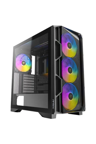 Antec AX1000 ARGB 4x140mm PWM Fanlı Mesh ATX Oyuncu Kasası USB-C 3.2 360mm Destek Siyah ürün görseli 1