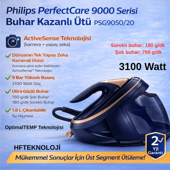 Philips Yapay Zeka ve Dünyanın Tek Kameralı 3100 Watt Perfectcare W Buhar Kazanlı Ütü + Xiaomi Akıllı  Baskül Hediye ürün görseli 1