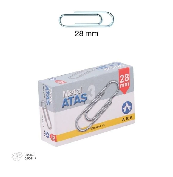 3A Ataş 28 Mm No:3 2825 (100 Lü Paket) ürün görseli 1