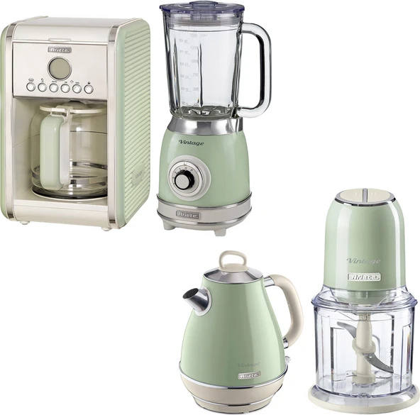 Ariete Vintage Yeşil Blender-Rondo-Kettle ve Filtre Kahve Makinesi Seti ürün görseli 1